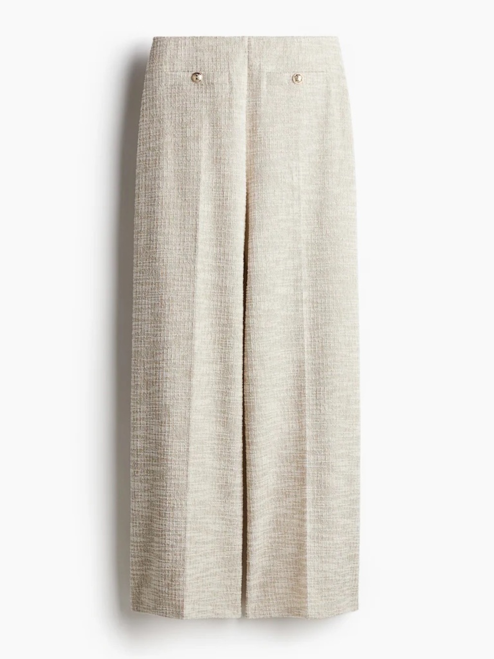 NWT H&M Cream Wide-Leg Tweed Pants Slacks Size XS